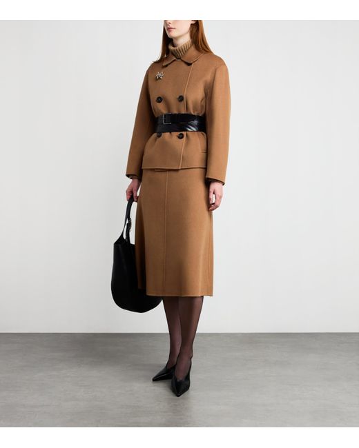 Max Mara Brown Virgin Wool Midi Skirt