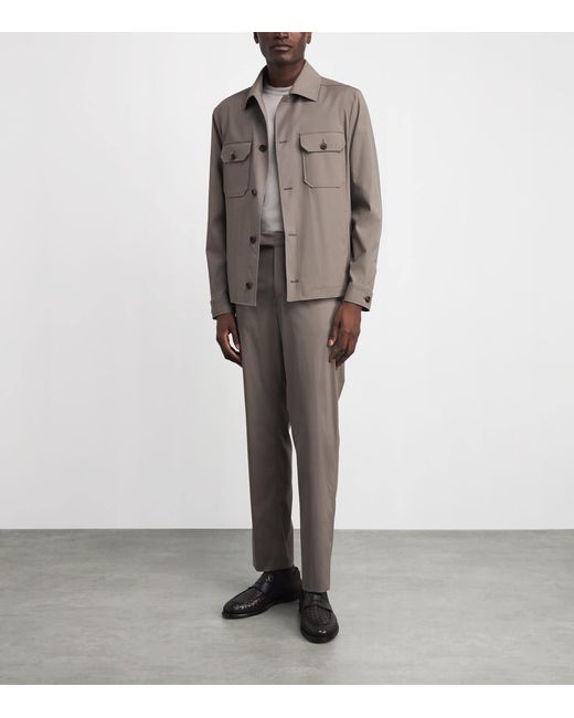 Corneliani Brown Water-Repellent Techwool Overshirt for men