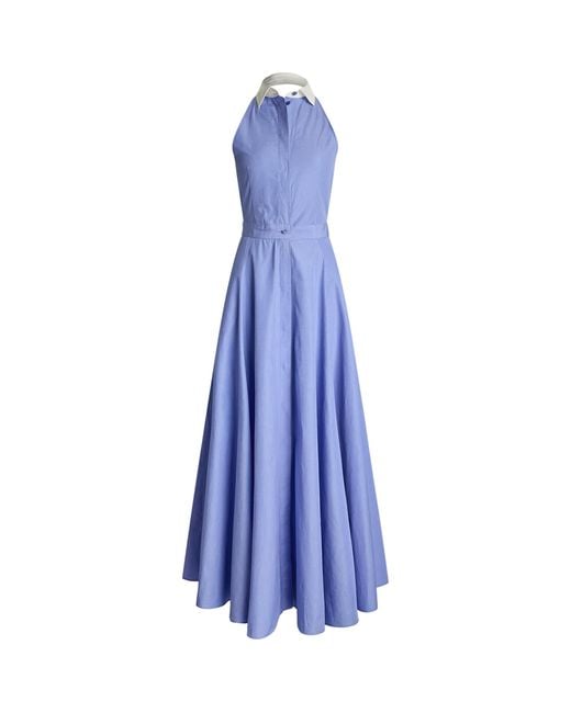 Ralph Lauren Blue Cotton Eldred Maxi Dress