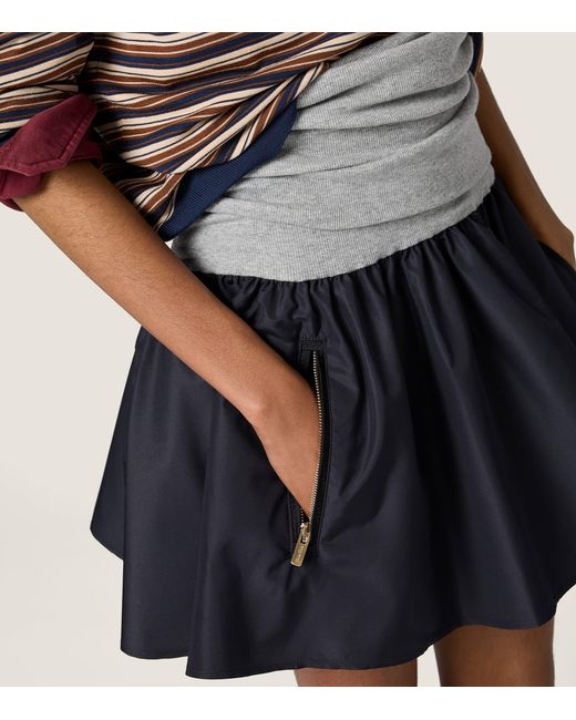 Miu Miu Blue Technical Layered Mini Skirt