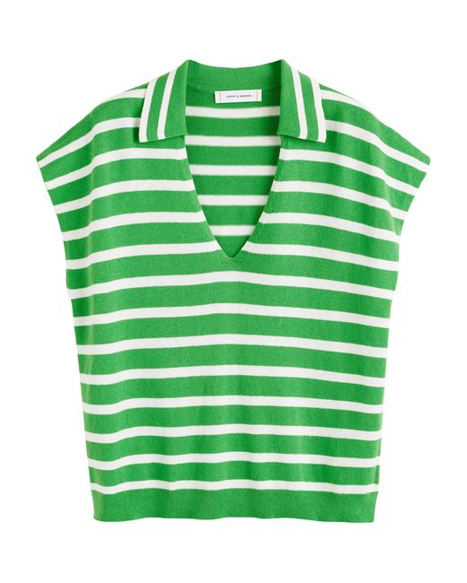 Chinti & Parker Green Bci Cotton-linen Breton Polo Shirt