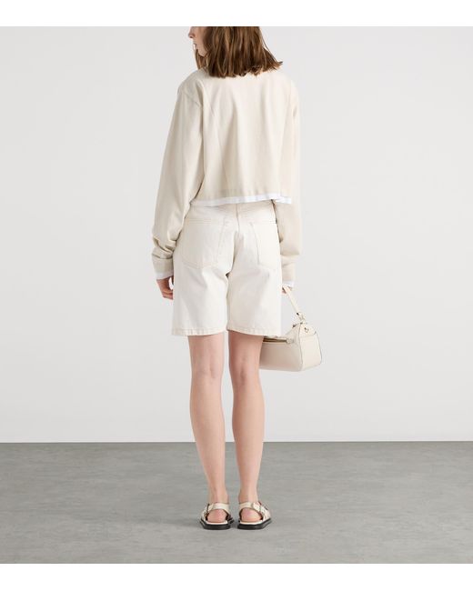 Prada White Old Denim Shorts