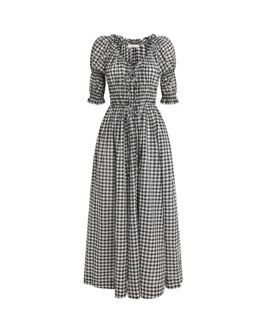 Doen Gray Organic Cotton Gingham Ischia Midi Dress