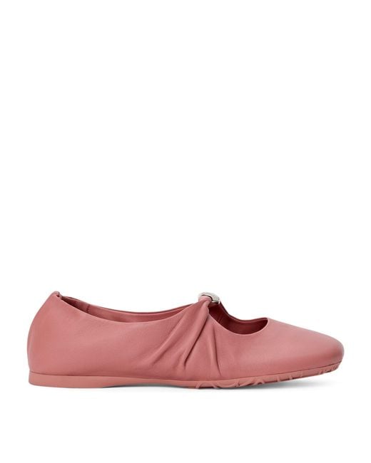 Loewe Red Leather Pebble Soft Ballet Flats