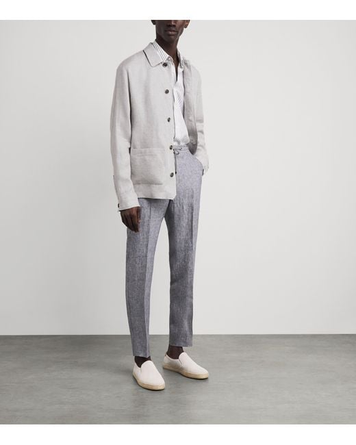 Paul & Shark Gray Linen Chore Overshirt for men