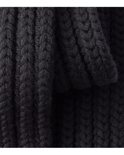 Prada Black Virgin Wool Logo Scarf