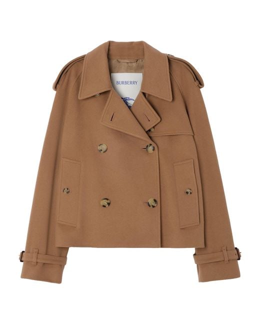 Burberry Brown Cashmere Mayfair Cropped Trench Jacket