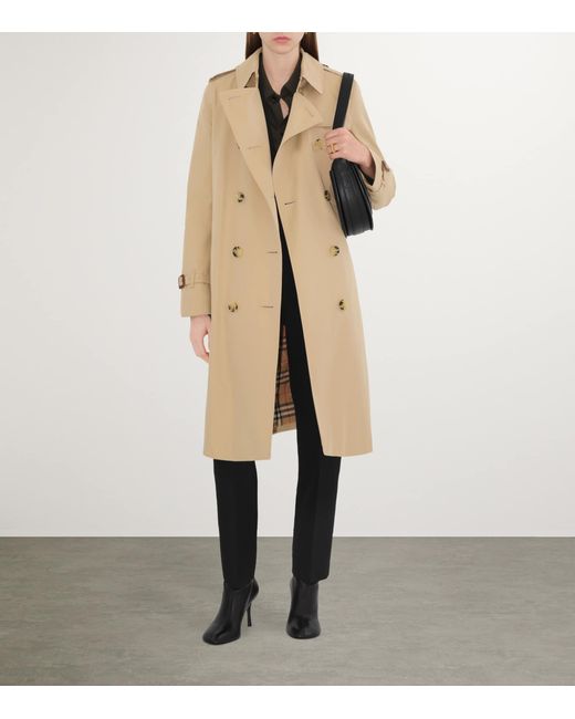 Burberry Natural Gabardine Kensington Long Trench Coat