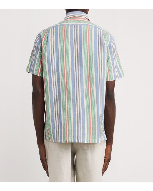 Polo Ralph Lauren Blue Cotton Chambray Stripe Cuban Shirt for men