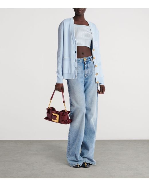 Balmain Purple Mini Leather Anthem Shoulder Bag