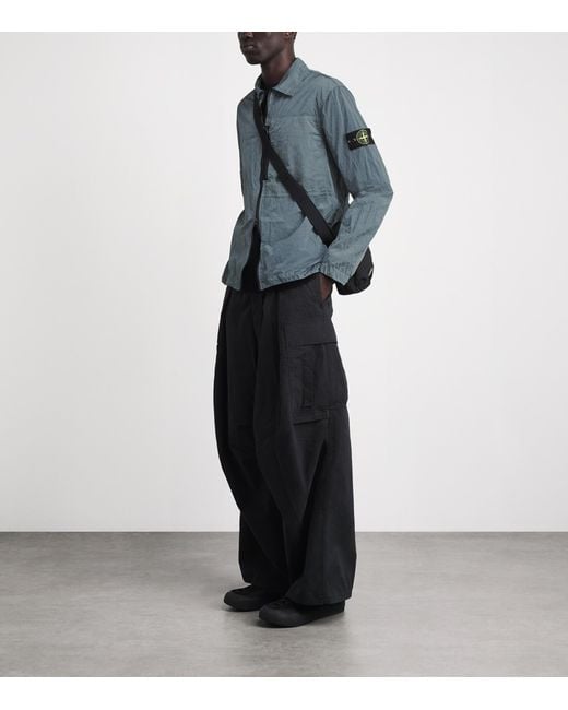 Stone Island Blue Nylon Metal Overshirt for men