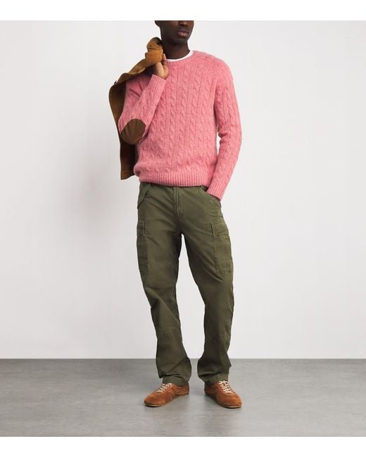 Polo Ralph Lauren Pink Wool-Blend Suede-Patch Sweater for men