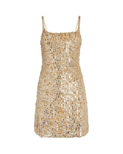 Alice + Olivia Natural Embellished Nina Mini Dress