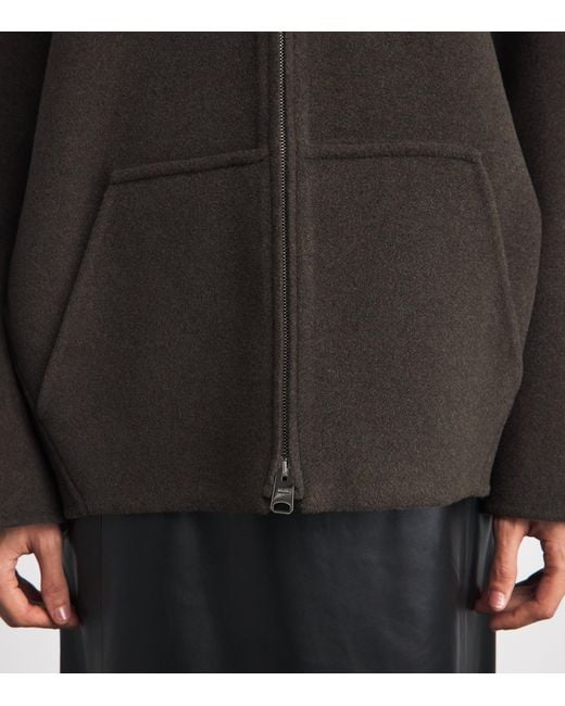 Khaite Brown Virgin Wool Zip-Up Hoodie