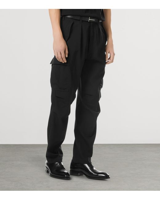 Tom Ford Black Virgin Wool-Blend Cargo Trousers for men