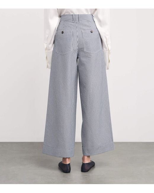 ME+EM Gray Stripe Wide-Leg Trousers