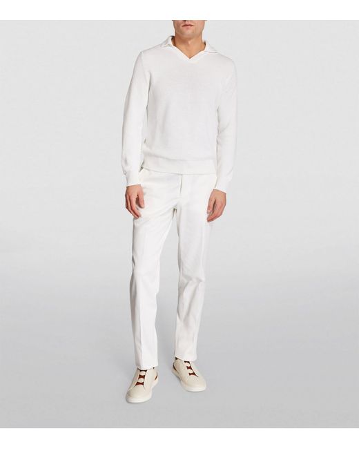 FIORONI CASHMERE White Open-collar Sweater for men