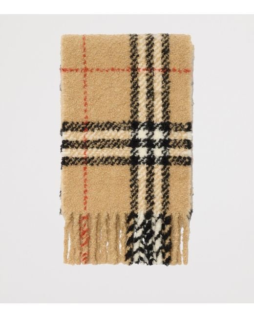 Burberry Metallic Alpaca-Wool Bouclé Check Scarf