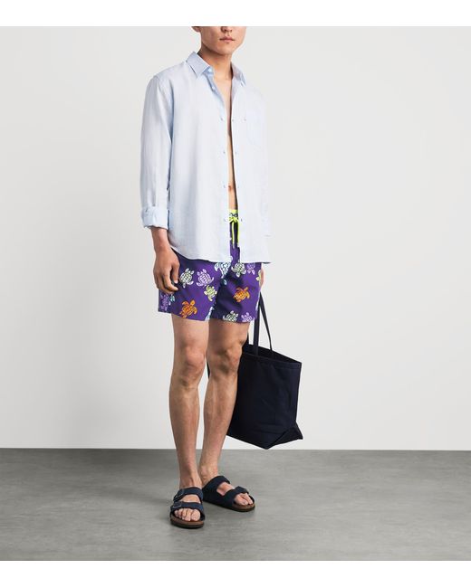 Vilebrequin Blue Multicolour Turtles Moka Swim Shorts for men