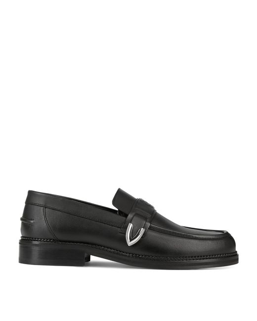 The Kooples Black Leather Buckle Loafers for men