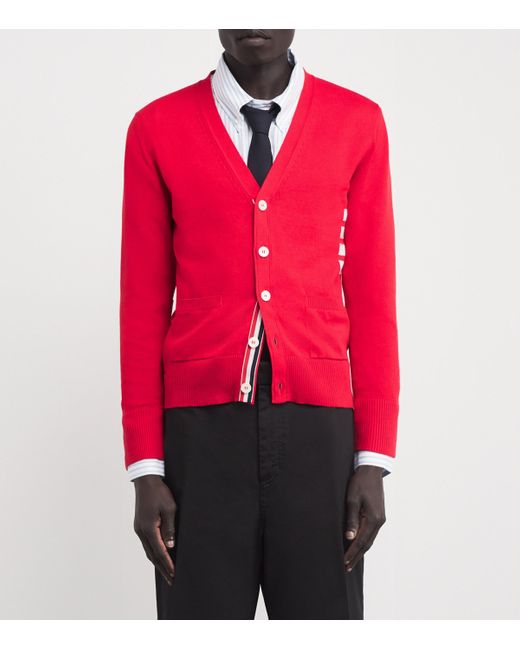 Thom Browne Pink Cotton 4-Bar Cardigan for men