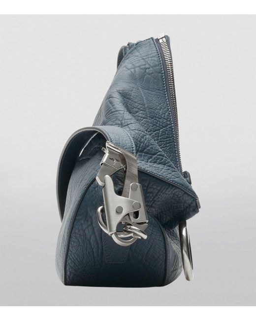 Burberry Blue Small Leather Knight Shoulder Bag