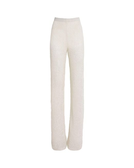 Fabiana Filippi White Sequin-Embellished Crochet Trousers for men