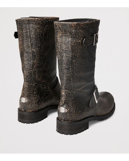 Jimmy Choo Black Leather Biker Boots