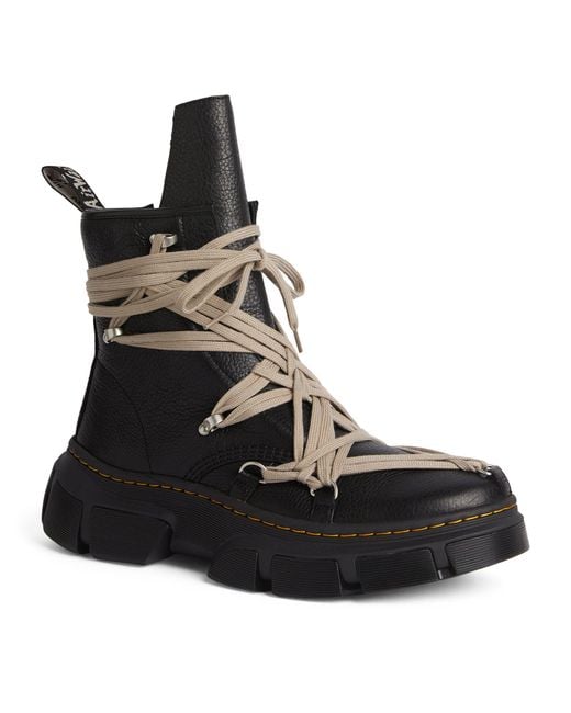 Rick Owens X Dr. Martens Mega Lace Leather Boots in Black for Men