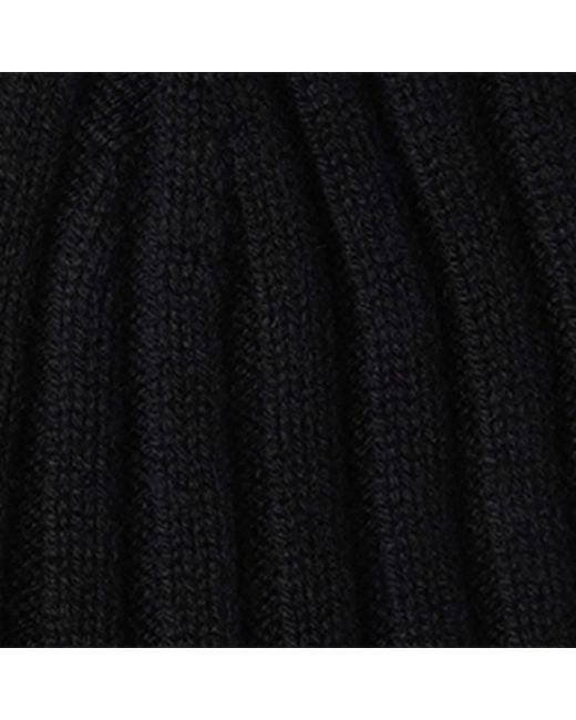 Brunello Cucinelli Black Cashmere Ribbed Beanie for men