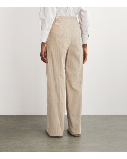 Max Mara Natural Corduroy Drawstring Trousers