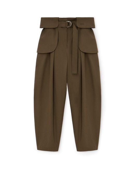 Loewe Green Cotton-Silk Cargo Trousers