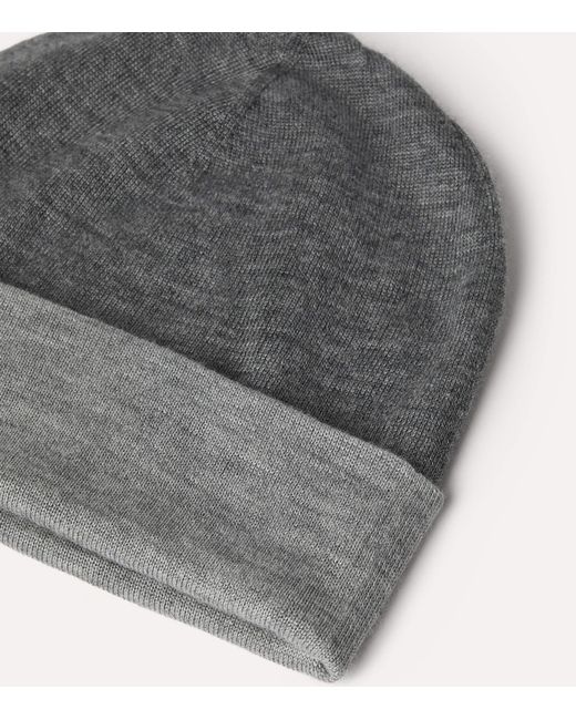 Brunello Cucinelli Gray Cashmere-Silk Knitted Beanie for men