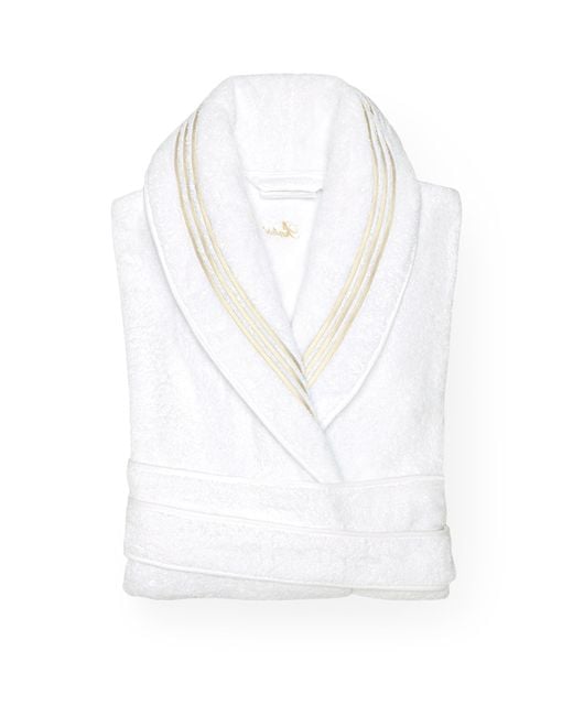 Pratesi White Cotton Tre Righ Robe