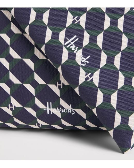 Harrods Blue Geo Clash Packable Overnight Tote Bag