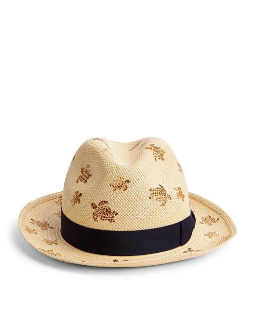 Vilebrequin Natural X Borsalino Turtle Print Straw Hat for men