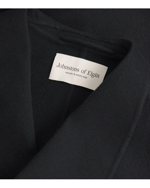 Johnstons Black Cashmere Wrap Belt Long Coat