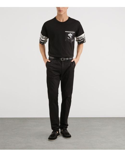 Dolce & Gabbana Black Cotton-Silk Graphic T-Shirt for men