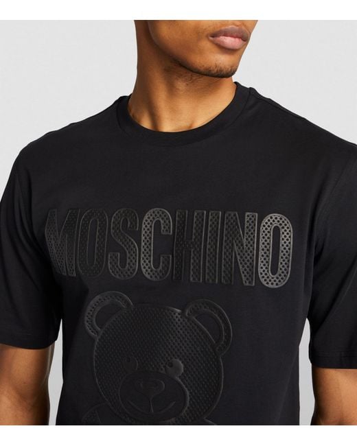 Moschino Black Logo Print Bear T-shirt for men