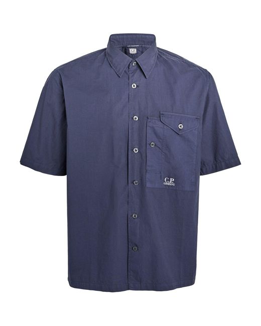 C P Company Blue Cotton Short-sleeve Shirt for men