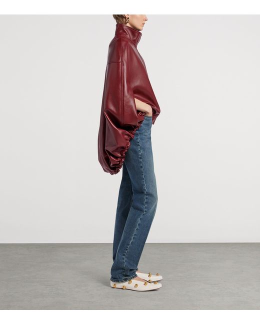Balenciaga Red Leather Double-Layer Cape