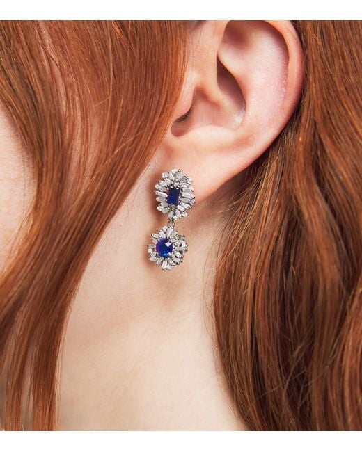 Suzanne Kalan Blue Diamond And Sapphire One Of A Kind Drop Earrings