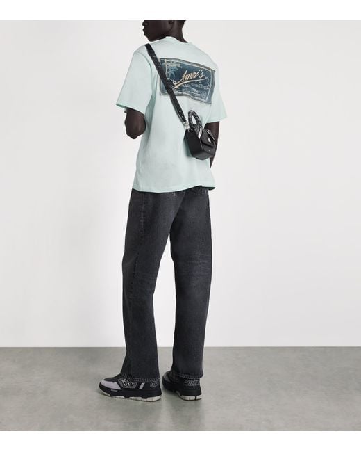 Amiri Blue Cotton Quality Goods Patch T-Shirt for men