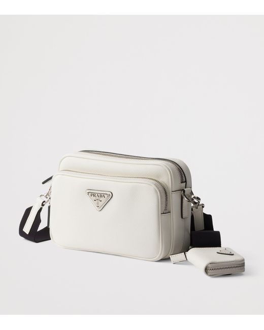 Prada Gray Saffiano Leather Cross-Body Bag for men