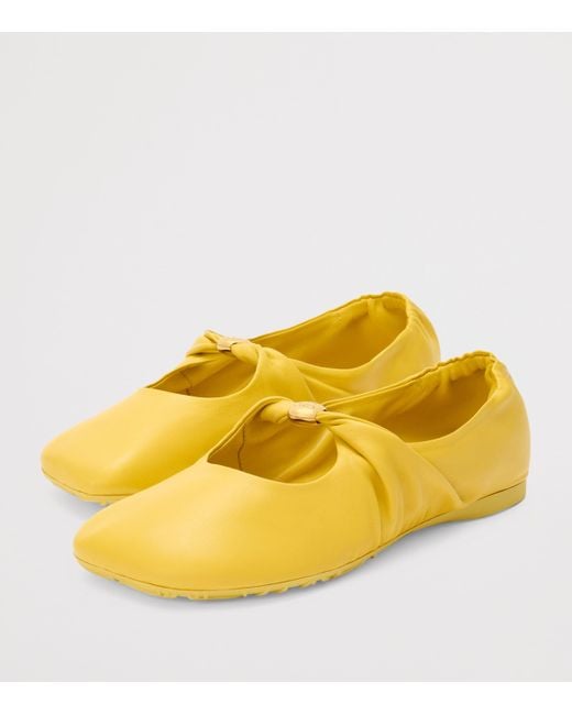 Loewe Yellow Lambskin Pebble Soft Ballet Flats