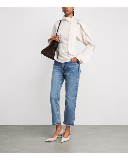FRAME Blue The Borrowed Straight Jeans