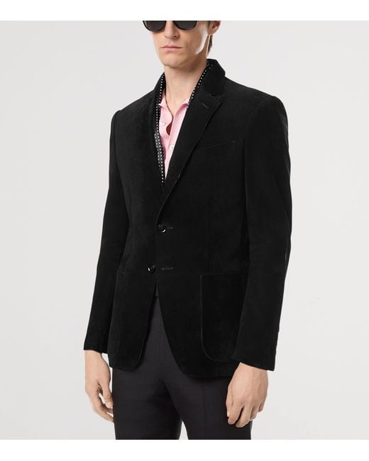 Tom Ford Black Suede Single-Breasted Blazer for men