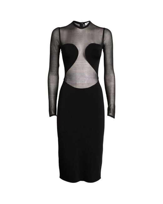 Alaïa Black Sheer Cut-out Midi Dress
