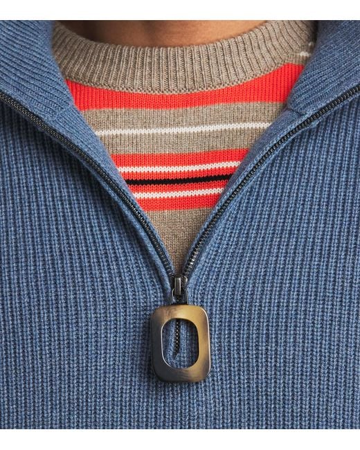 J.W. Anderson Blue Wool-Cotton Half-Zip Sweater for men