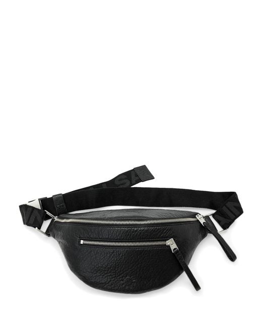 AllSaints Black Lambskin Itoko Belt Bag for men